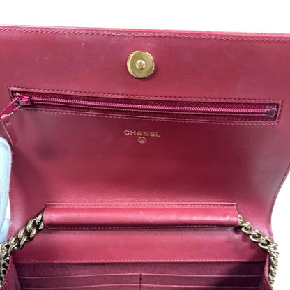 Chanel Boy Chanel Shoulder Bag Caviar Skin Red Ladies Chanel Used Chanel