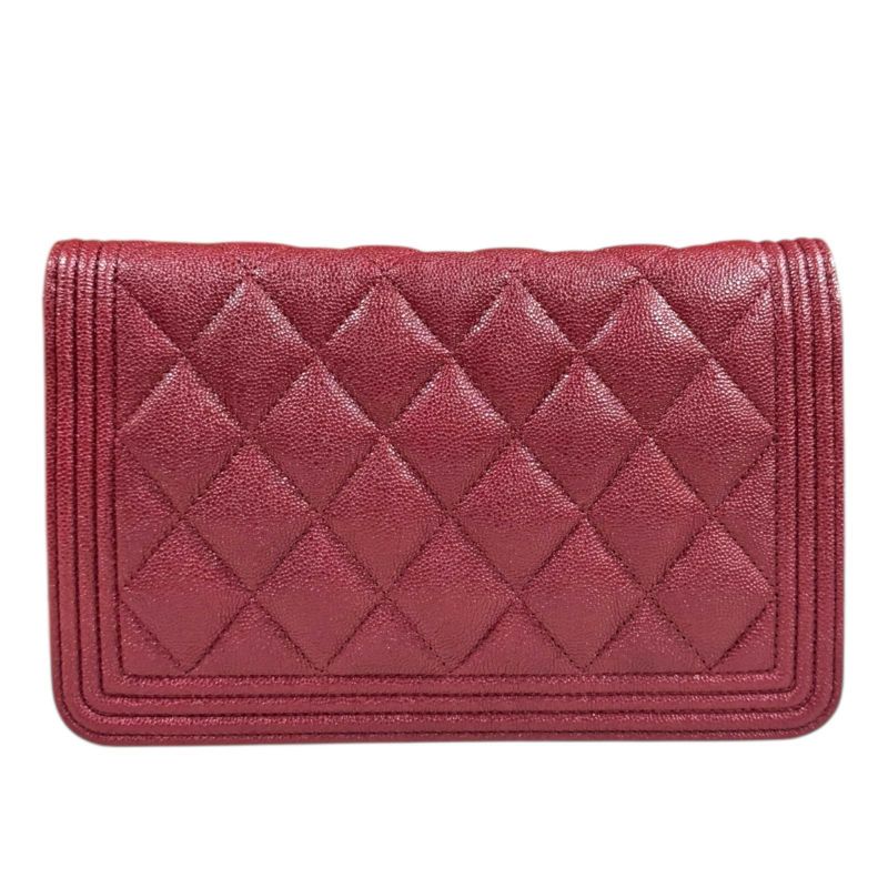 Chanel Boy Chanel Shoulder Bag Caviar Skin Red Ladies Chanel Used Chanel