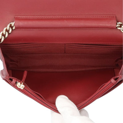 Chanel Boy Chanel Shoulder Bag Caviar Skin Red Ladies Chanel Used Chanel