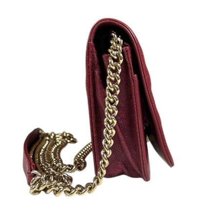 Chanel Boy Chanel Shoulder Bag Caviar Skin Red Ladies Chanel Used Chanel