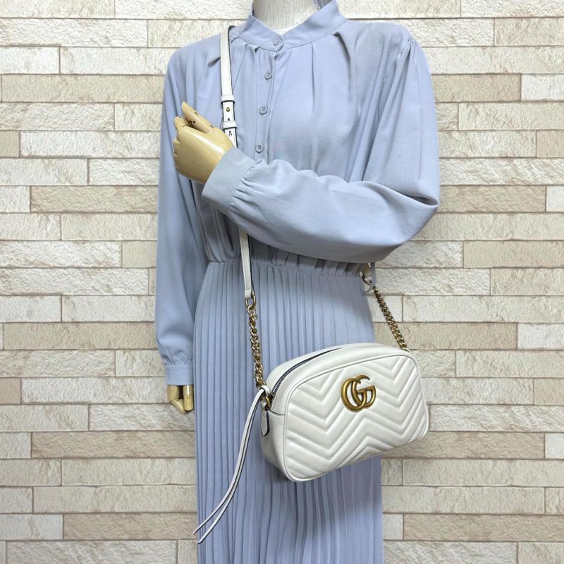 Gucci Ggmarmont Shoulder Bag Leather 447632 White Women's Gucci Used Gucci