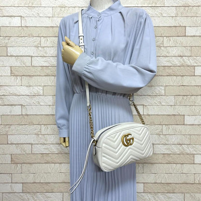 Gucci Ggmarmont Shoulder Bag Leather 447632 White Women's Gucci Used Gucci