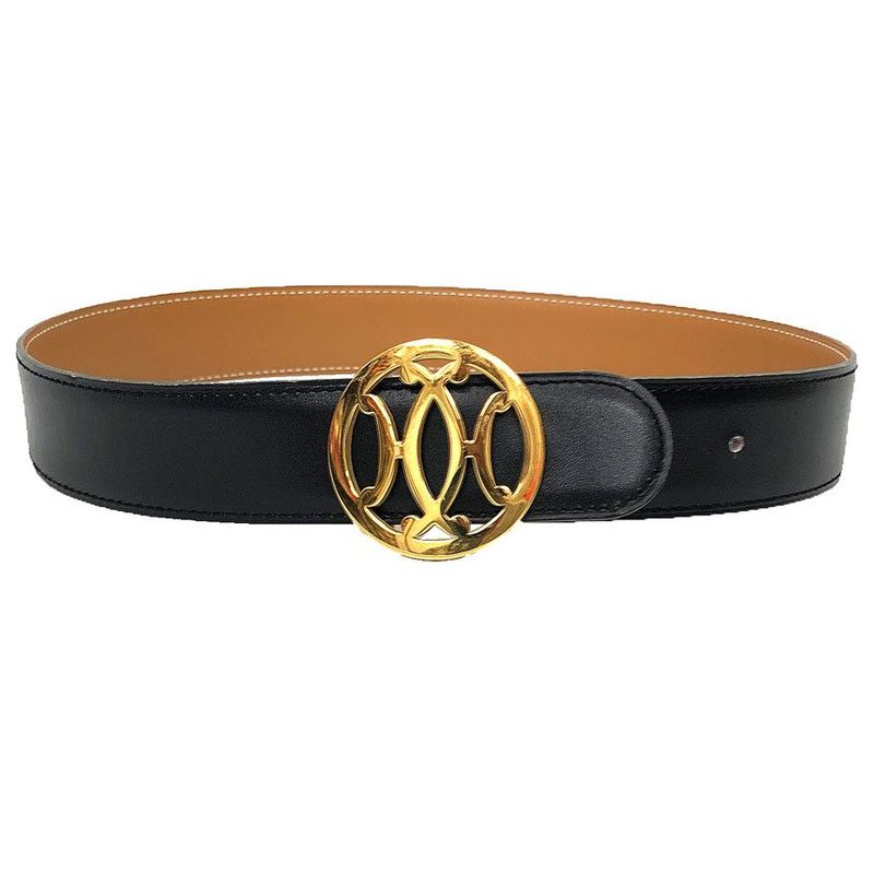 Hermes Double H Belt 65 Size Z Engraved Black Gold Hardware Vintage Antique