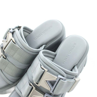 Bottega Veneta Flash Sandals Heel Nylon Leather 36 Light Blue Light Blue AN16