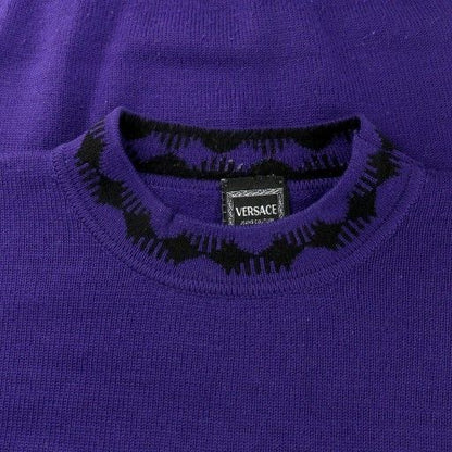 Versace Jeans Versace Jeans Couture Vintage Medusa Knit Sweater Long Sleeve Mid Gauge Thick Embroidered Purple Purple Black