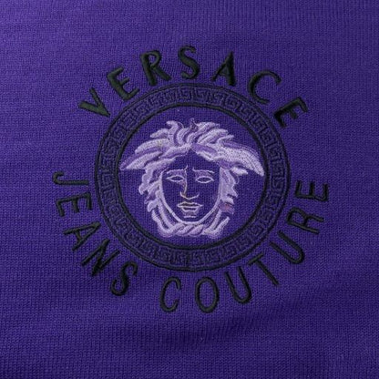 Versace Jeans Versace Jeans Couture Vintage Medusa Knit Sweater Long Sleeve Mid Gauge Thick Embroidered Purple Purple Black