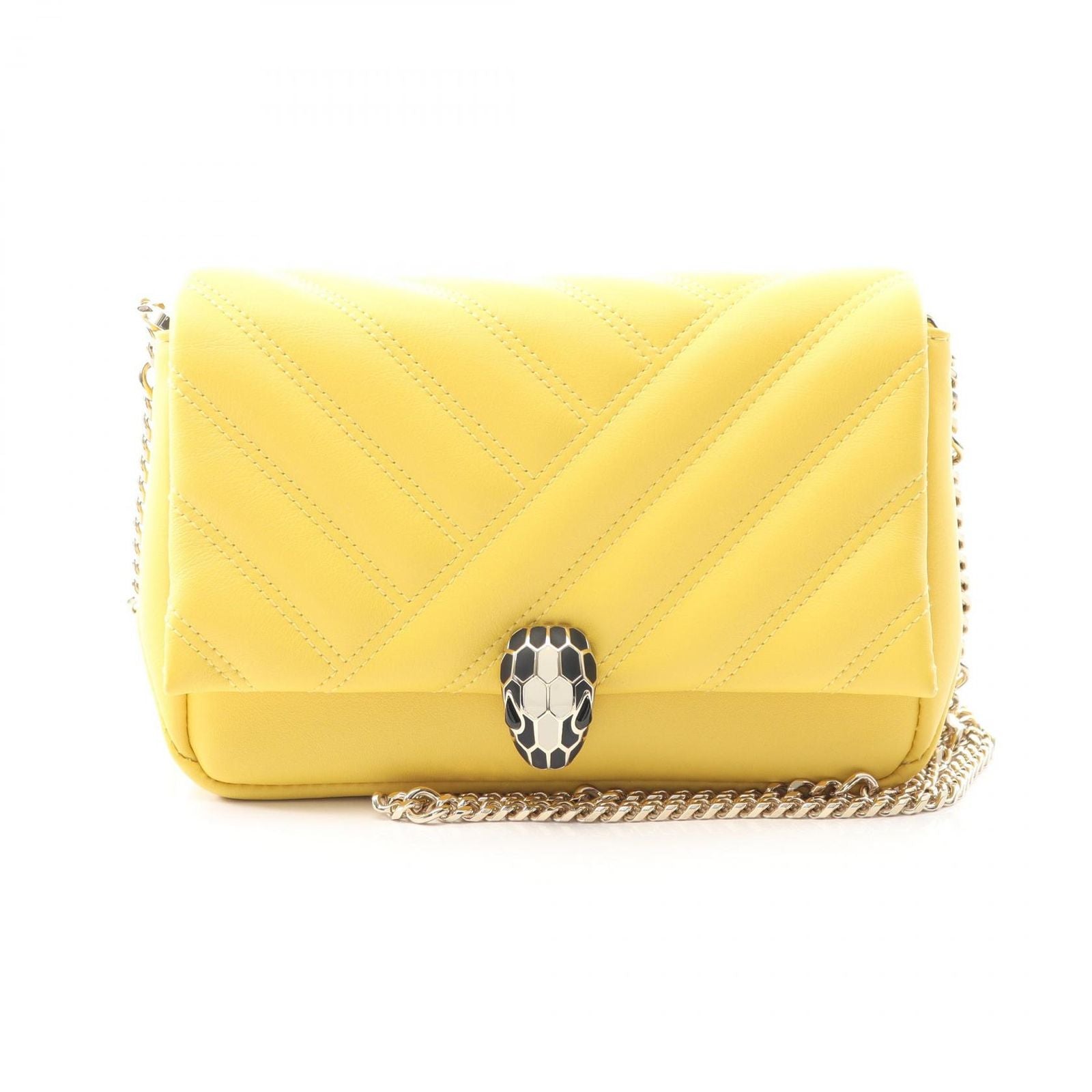 Bvlgari Shoulder Bag Serpenti Cabochon Yellow Leather Serpenti Cabochon Chain