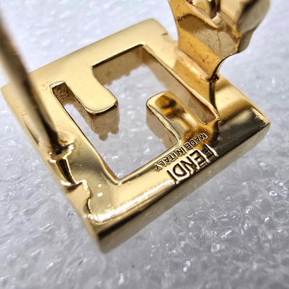 Fendi Forever Earrings FF Motif White Crystal Zirconia Gold Polished