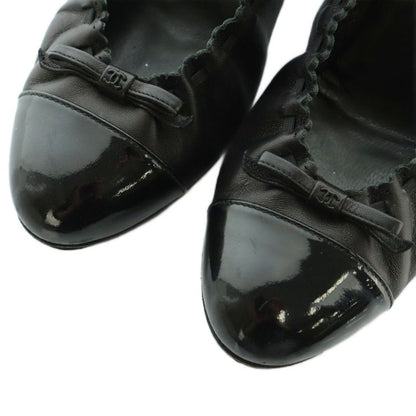 Chanel Ballet Shoes Round Toe Leather Coco Mark 35 22.0cm (8.66in) Black Black MI - OS