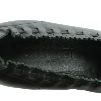 Chanel Ballet Shoes Round Toe Leather Coco Mark 35 22.0cm (8.66in) Black Black MI - OS