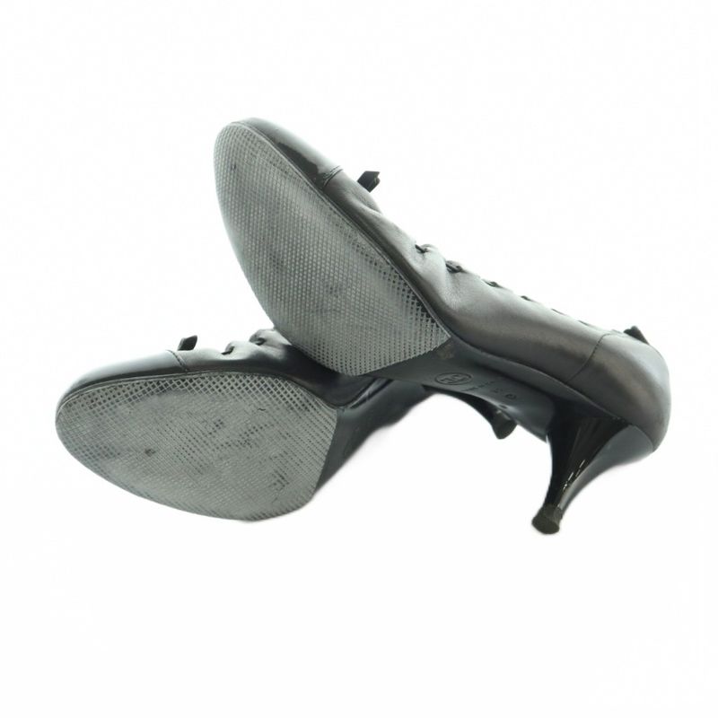 Chanel Ballet Shoes Round Toe Leather Coco Mark 35 22.0cm (8.66in) Black Black MI - OS