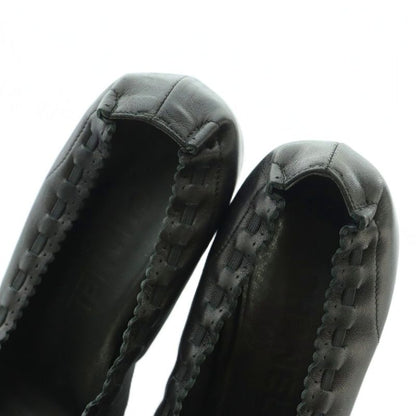 Chanel Ballet Shoes Round Toe Leather Coco Mark 35 22.0cm (8.66in) Black Black MI - OS