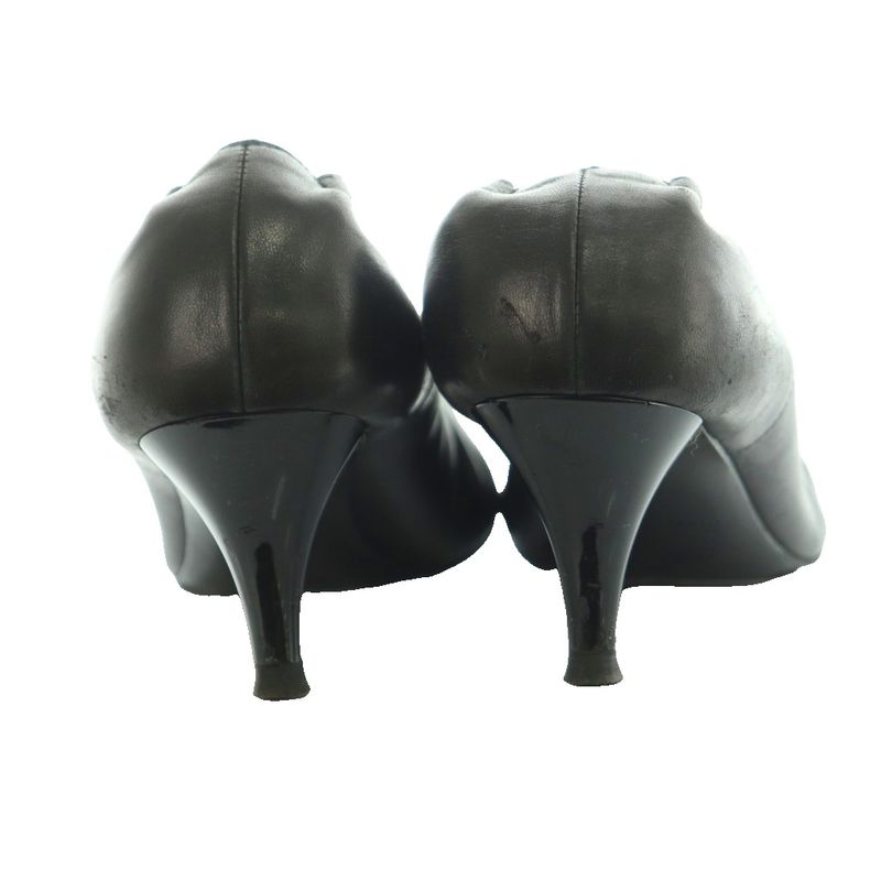 Chanel Ballet Shoes Round Toe Leather Coco Mark 35 22.0cm (8.66in) Black Black MI - OS