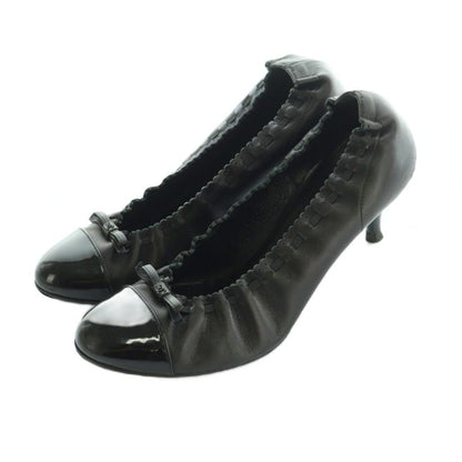 Chanel Ballet Shoes Round Toe Leather Coco Mark 35 22.0cm (8.66in) Black Black MI - OS