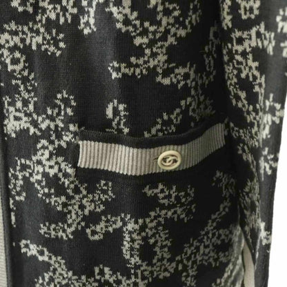 Chanel P60729k46389 All over long cardigan knit long sleeves cotton 36 dark
