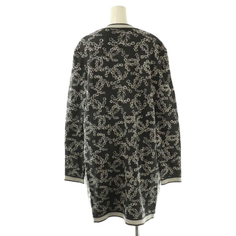 Chanel P60729k46389 All over long cardigan knit long sleeves cotton 36 dark