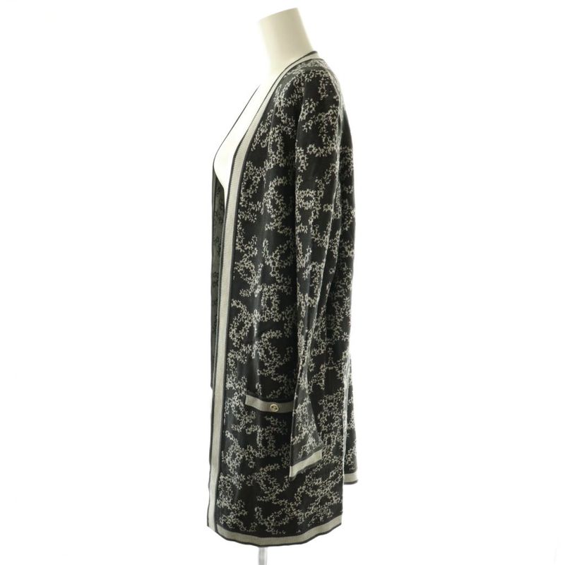 Chanel P60729k46389 All over long cardigan knit long sleeves cotton 36 dark