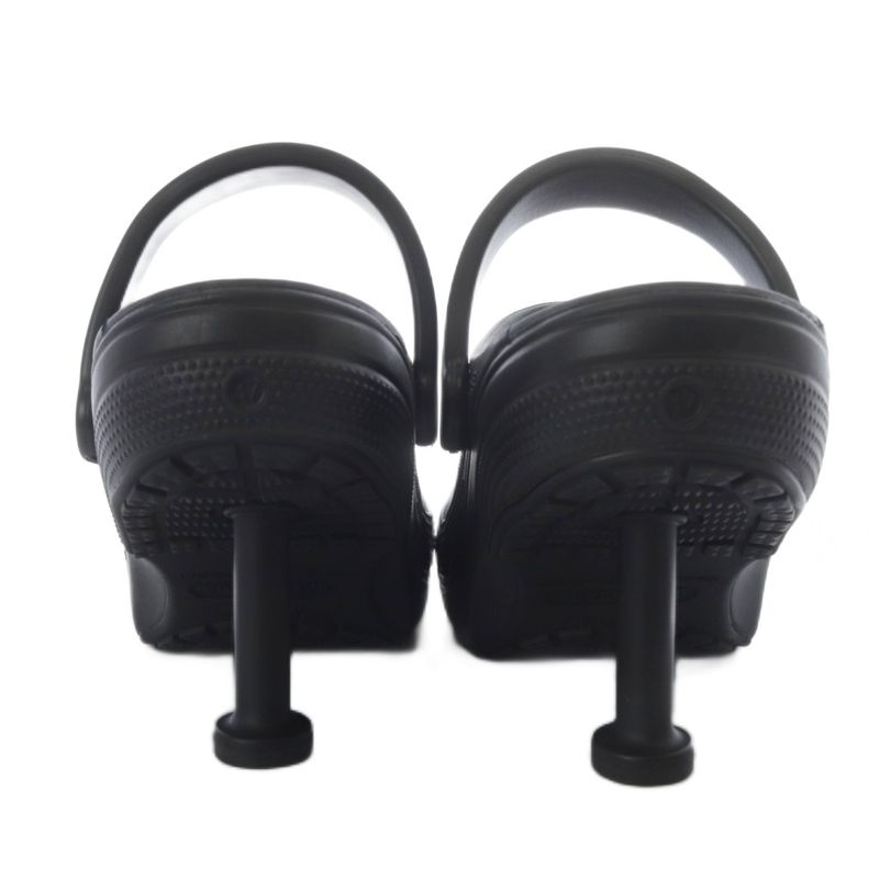 Balenciaga Crocs Madame Sandals Pin Heel Strap 37 Black YO12 - SH