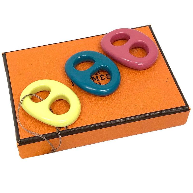 Hermes Chaine D'ancre Scarf Ring 3-Piece Set Scarf Clasp Pendant Top Not Used