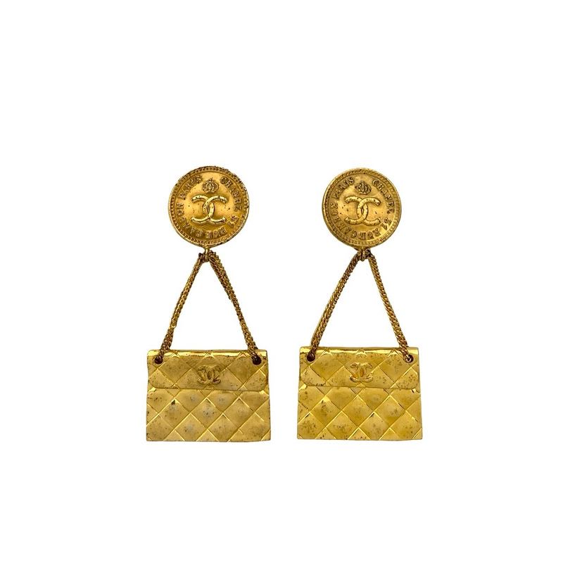 Chanel Chanel Vintage Coco Mark Quilted Motif GP Earrings Ear Cuff 26