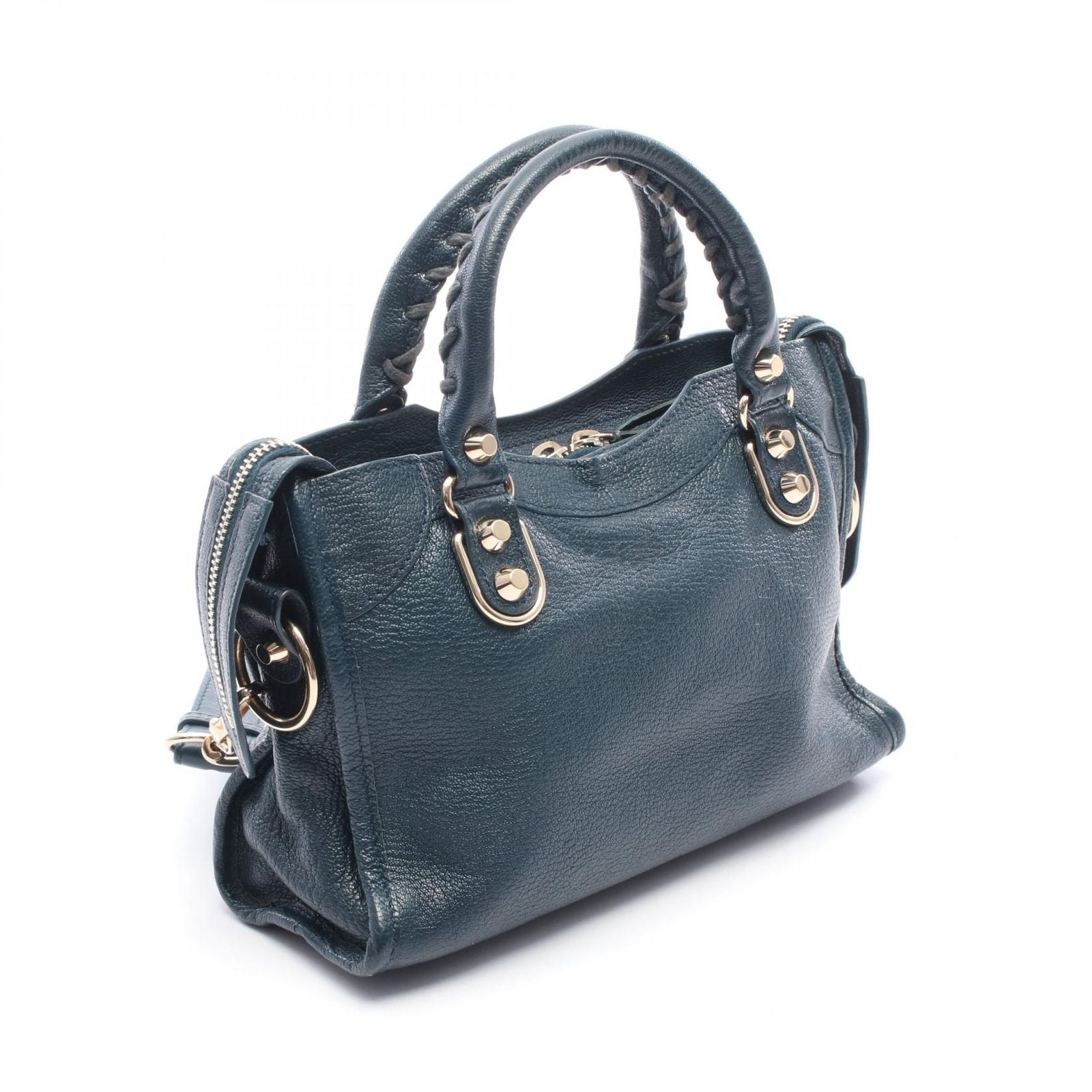 Balenciaga Handbag Classic Metallic Edge Mini City 390160 Blue Green Leather
