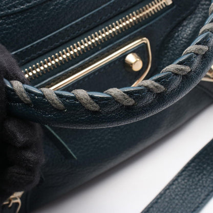 Balenciaga Handbag Classic Metallic Edge Mini City 390160 Blue Green Leather