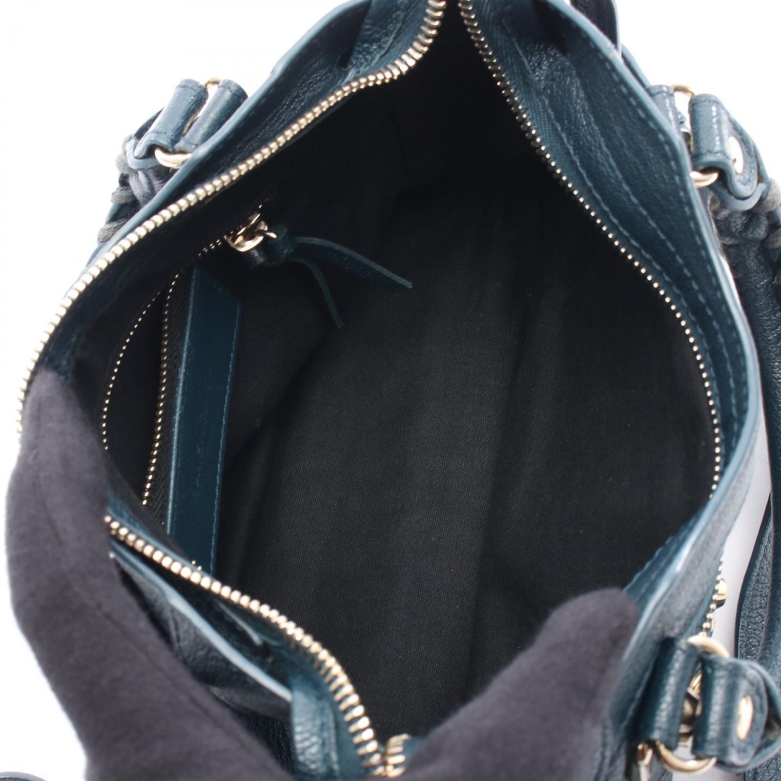 Balenciaga Handbag Classic Metallic Edge Mini City 390160 Blue Green Leather