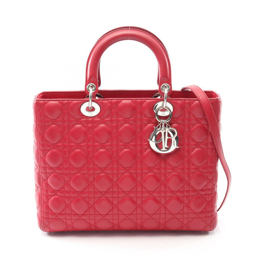 Dior Handbag Lady Dior Large Cannage Red Leather Lady Dior Cannage 2way Tote