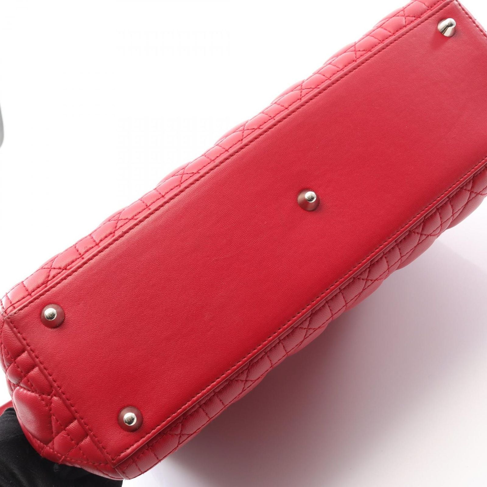 Dior Handbag Lady Dior Large Cannage Red Leather Lady Dior Cannage 2way Tote