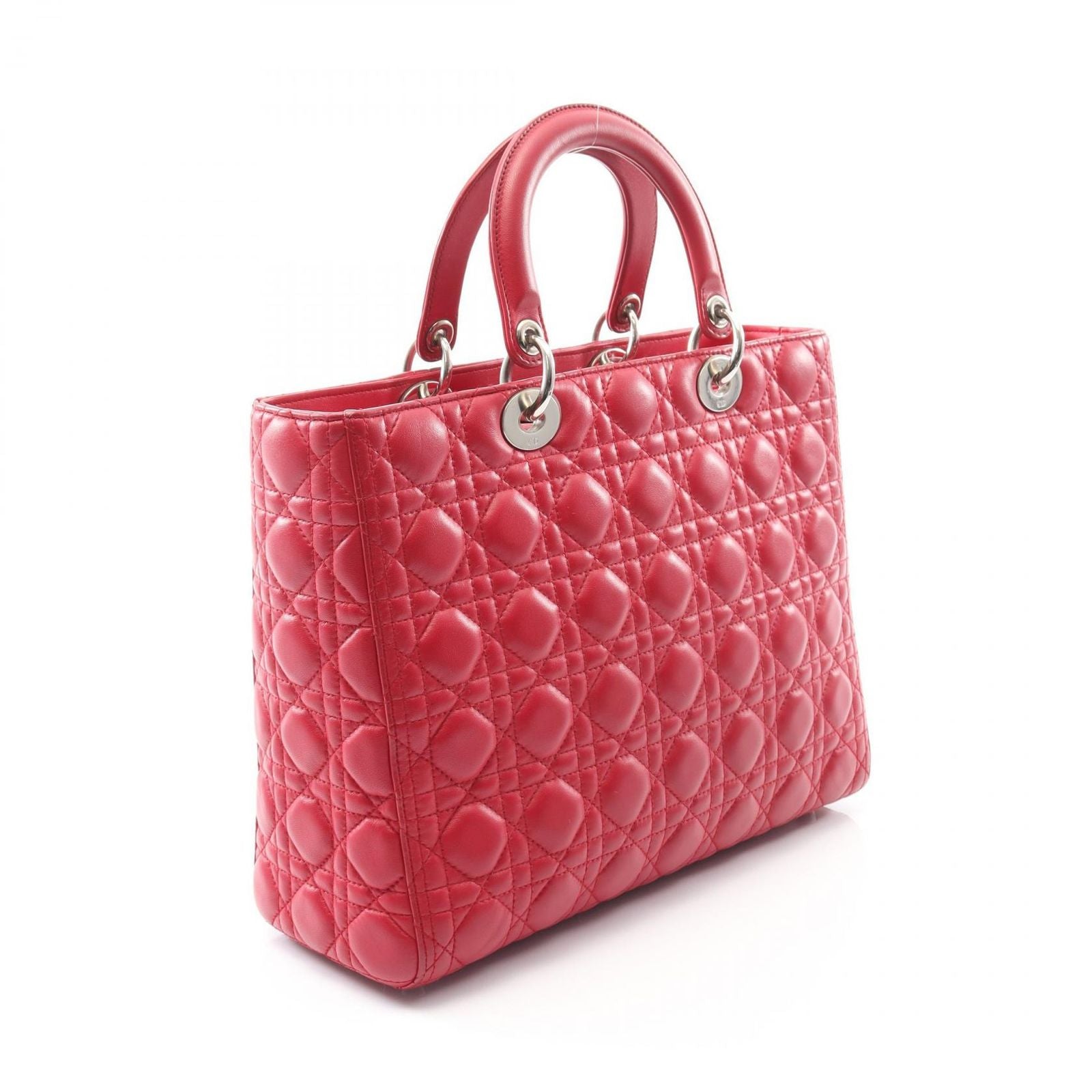 Dior Handbag Lady Dior Large Cannage Red Leather Lady Dior Cannage 2way Tote