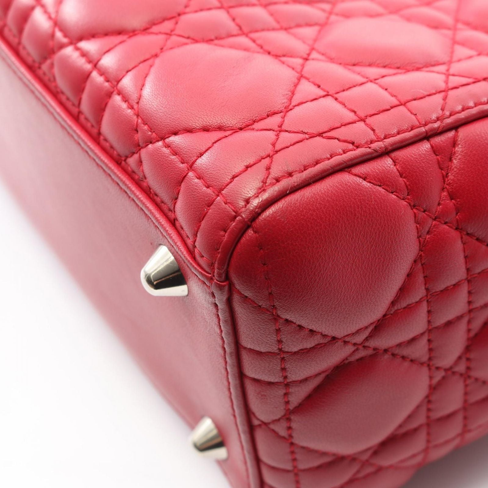 Dior Handbag Lady Dior Large Cannage Red Leather Lady Dior Cannage 2way Tote