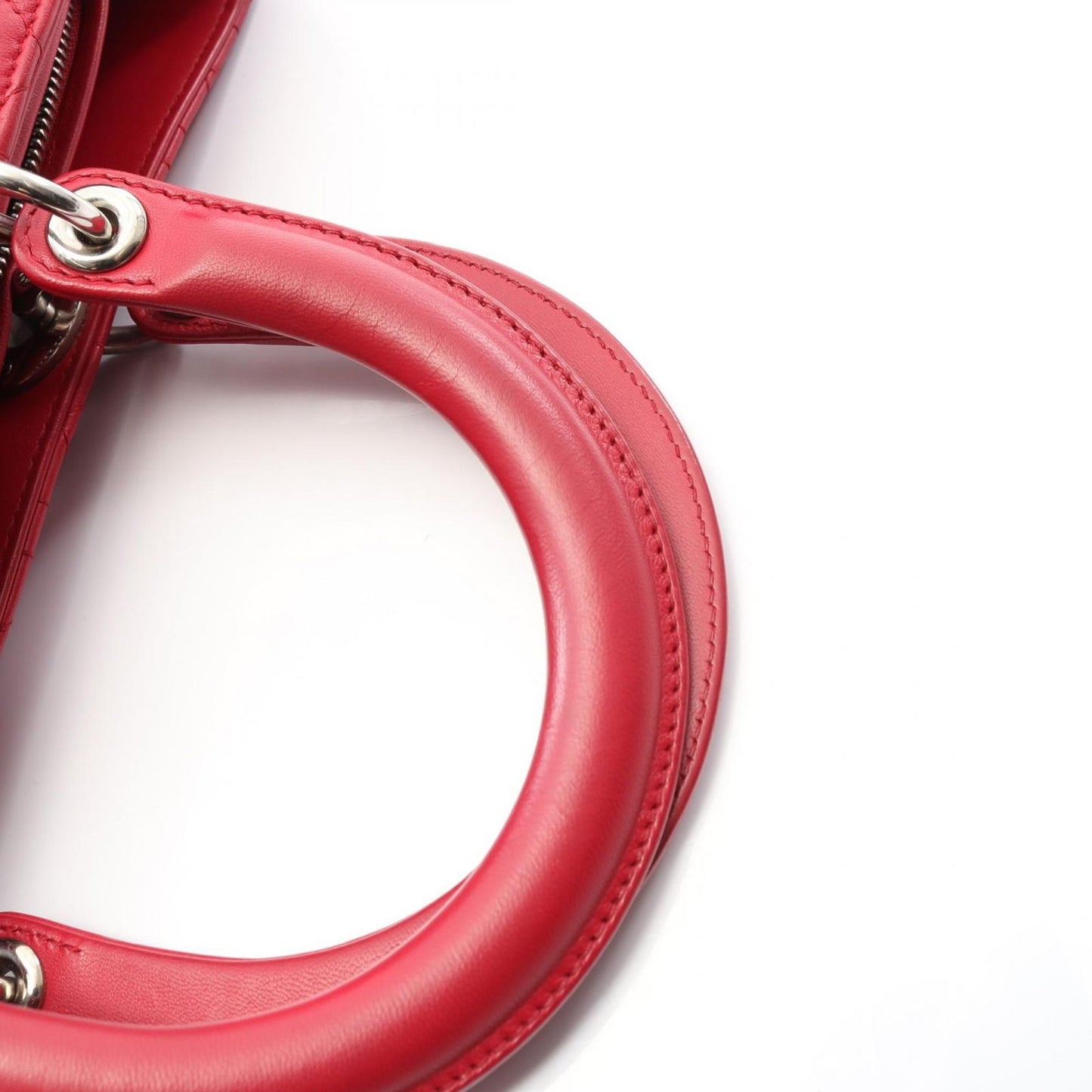 Dior Handbag Lady Dior Large Cannage Red Leather Lady Dior Cannage 2way Tote