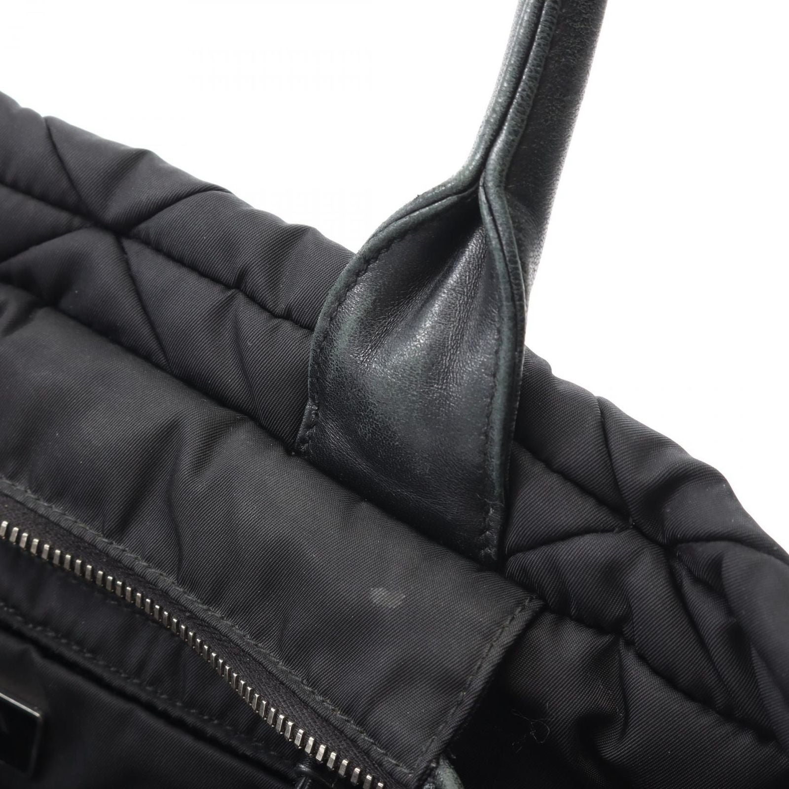 Prada Handbag Tessuto Quiltin 1bg436 Black Nylon Leather Small Padded 2way Tote