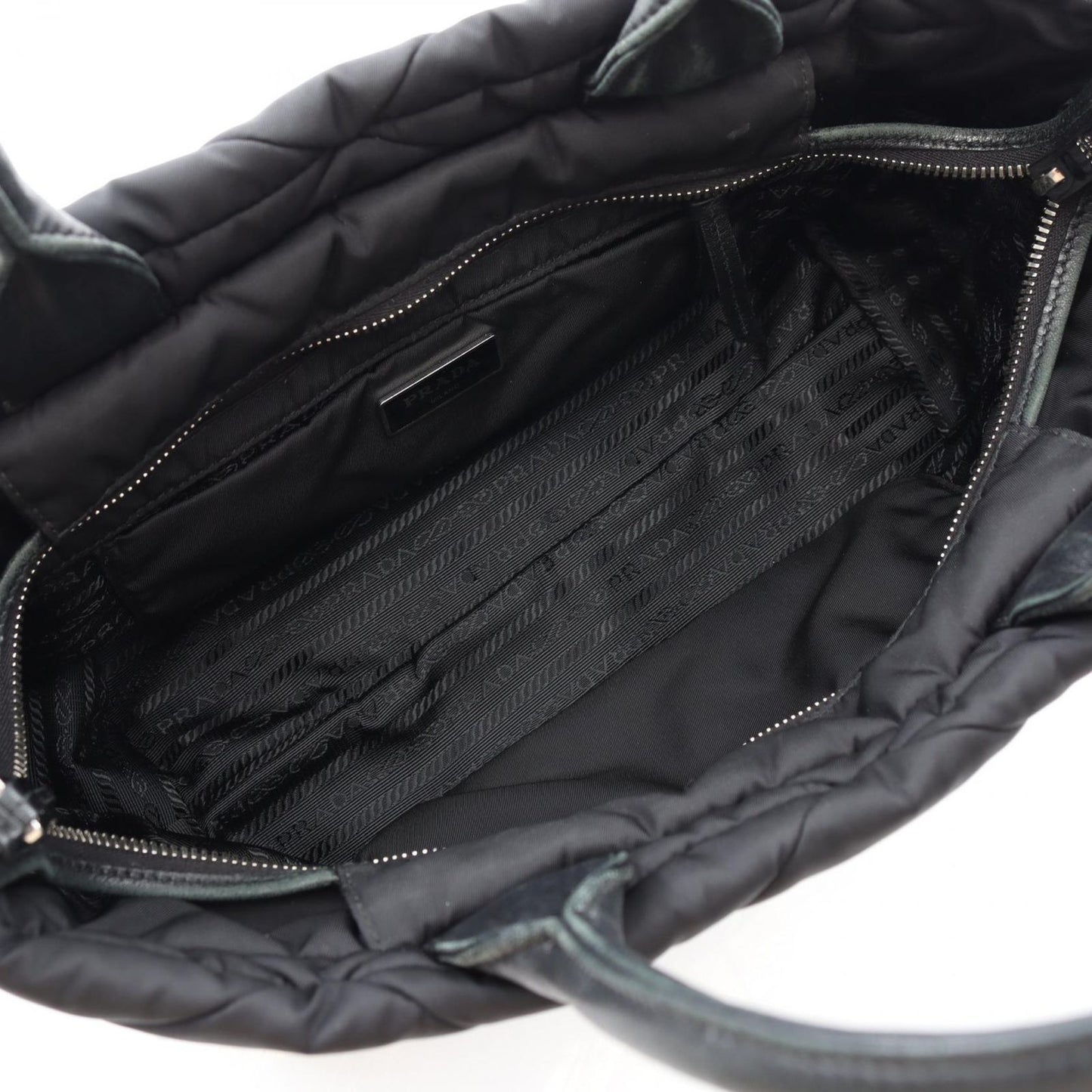 Prada Handbag Tessuto Quiltin 1bg436 Black Nylon Leather Small Padded 2way Tote