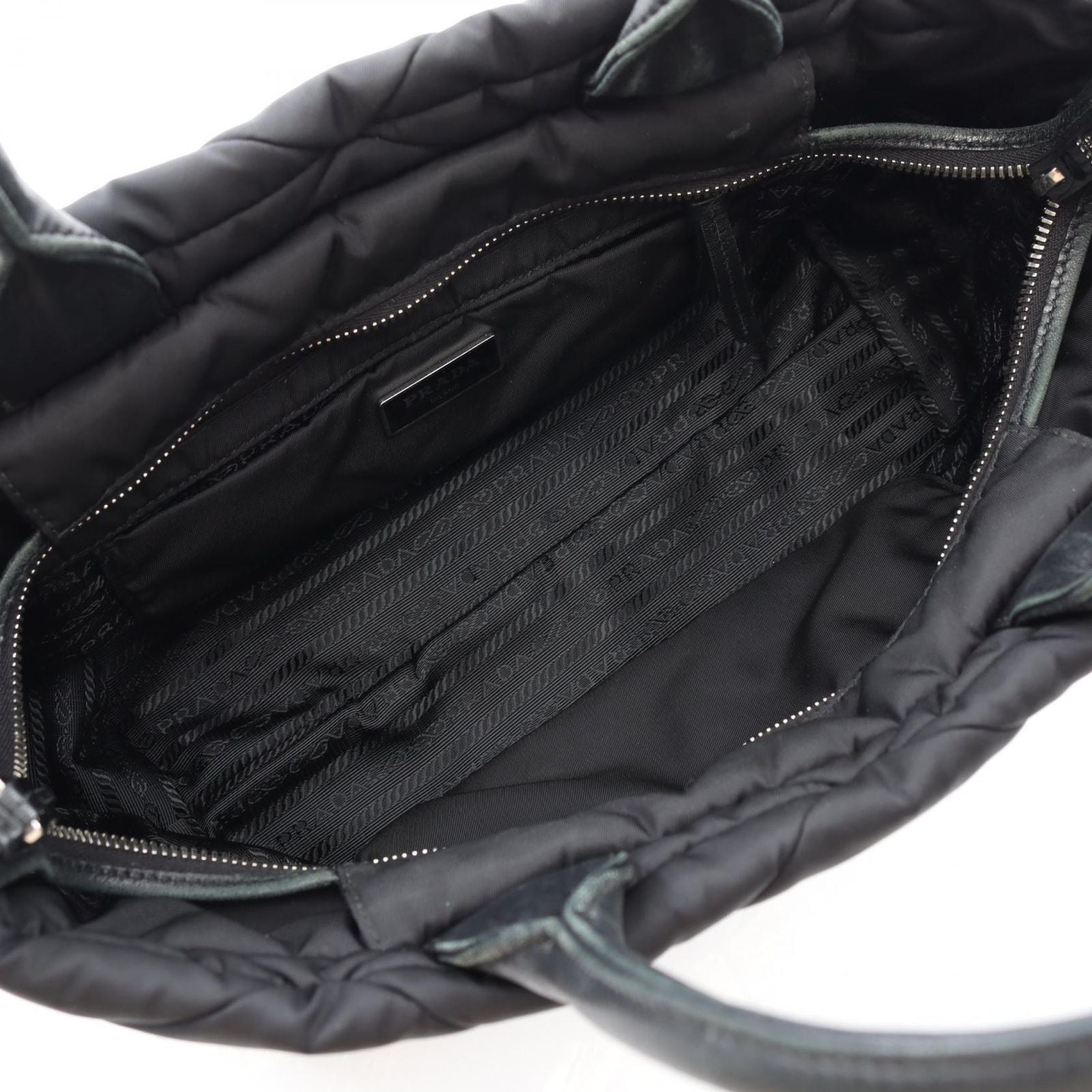 Prada Handbag Tessuto Quiltin 1bg436 Black Nylon Leather Small Padded 2way Tote