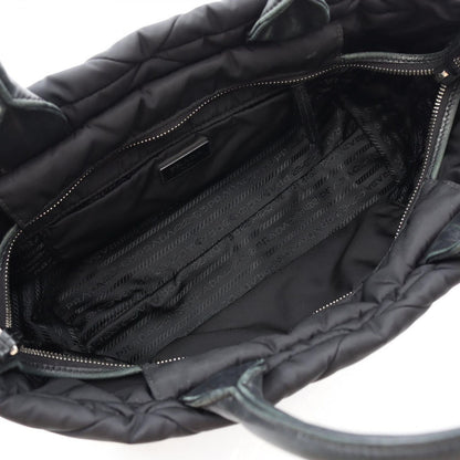 Prada Handbag Tessuto Quiltin 1bg436 Black Nylon Leather Small Padded 2way Tote