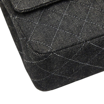 Chanel Matelasse 25 Coco Mark Double Flap Chain Shoulder Bag Black Denim Ladies