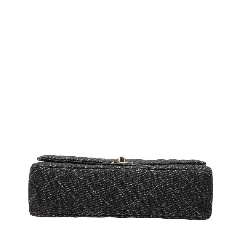 Chanel Matelasse 25 Coco Mark Double Flap Chain Shoulder Bag Black Denim Ladies