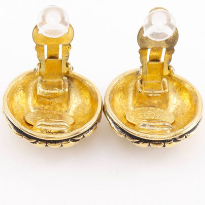 Chanel Coco Mark Matelasse Vintage Gold Plated 25 Ladies 23.6g Earring