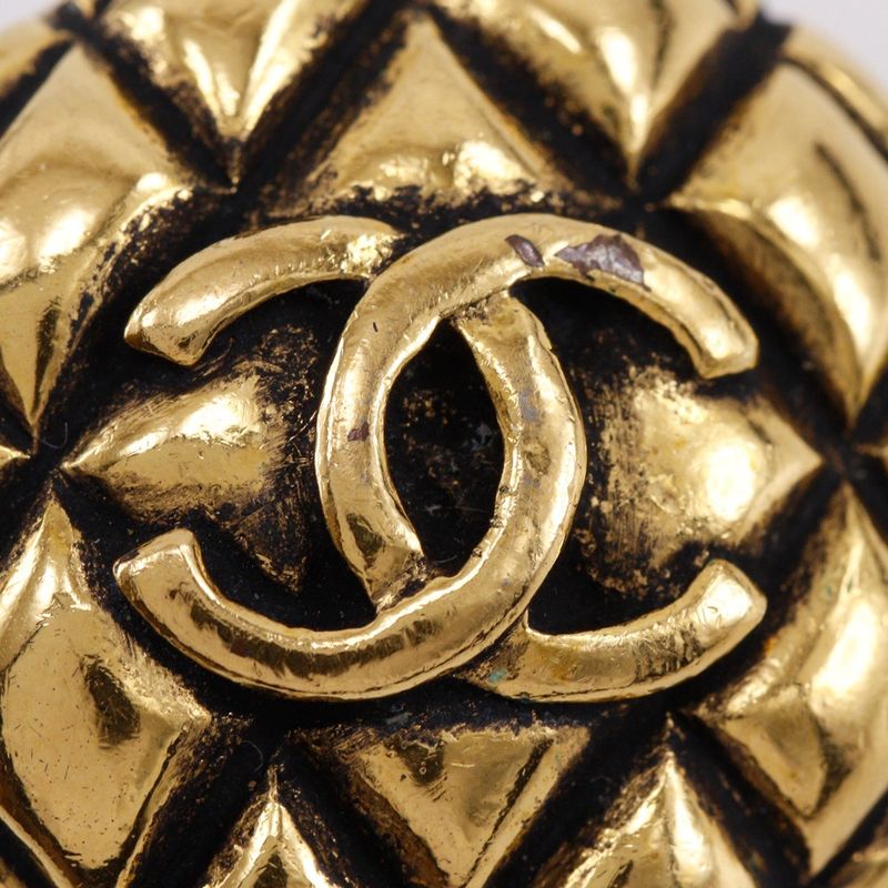 Chanel Coco Mark Matelasse Vintage Gold Plated 25 Ladies 23.6g Earring