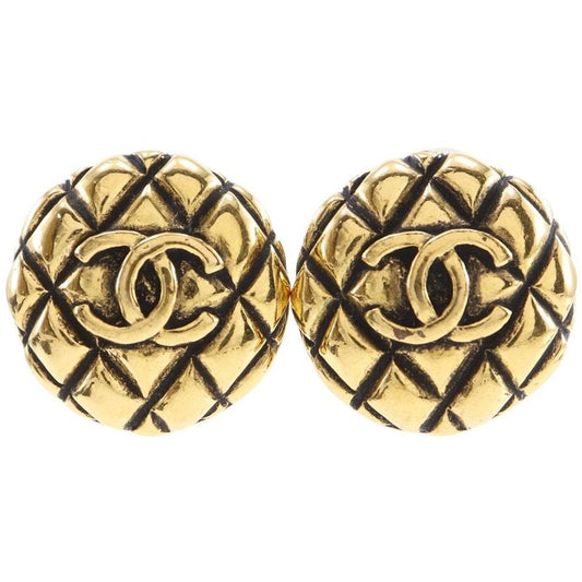 Chanel Coco Mark Matelasse Vintage Gold Plated 25 Ladies 23.6g Earring