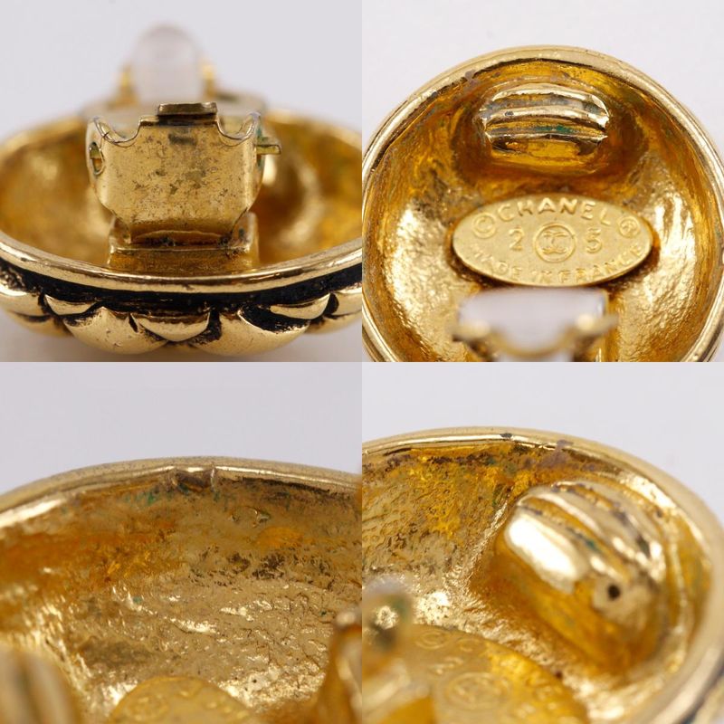 Chanel Coco Mark Matelasse Vintage Gold Plated 25 Ladies 23.6g Earring