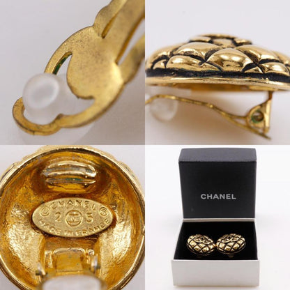 Chanel Coco Mark Matelasse Vintage Gold Plated 25 Ladies 23.6g Earring