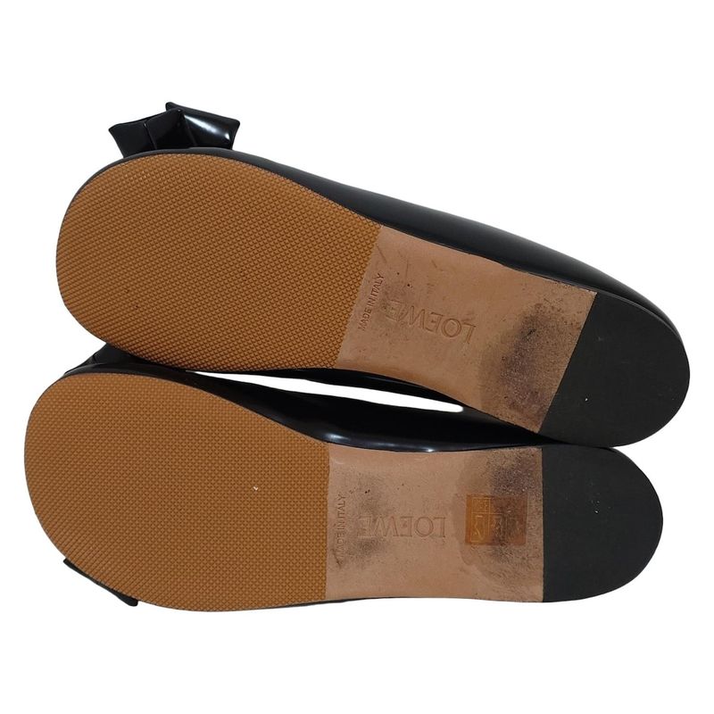 Loewe Flat Shoes 39 Ladies - Black Ribbon Puffer Ballerina Outsole Reupholstered