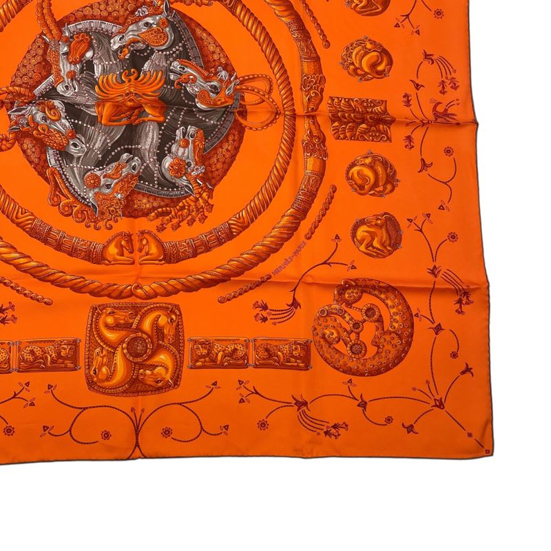 Hermes Scarf Silk Carre 90 Nomades Nomad Orange Box