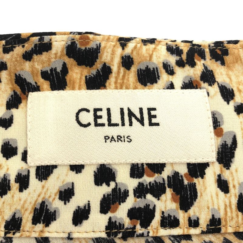 Celine 22ss Leopard Drape Skirt 2j443991q Beige 40