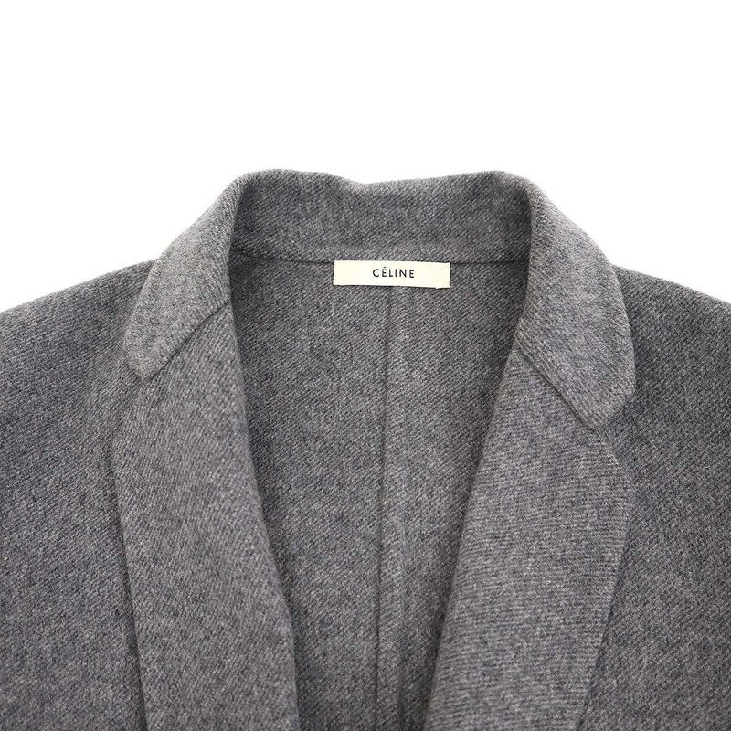 Celine Egg Crombie Cashmere Coat 28 Gray 36