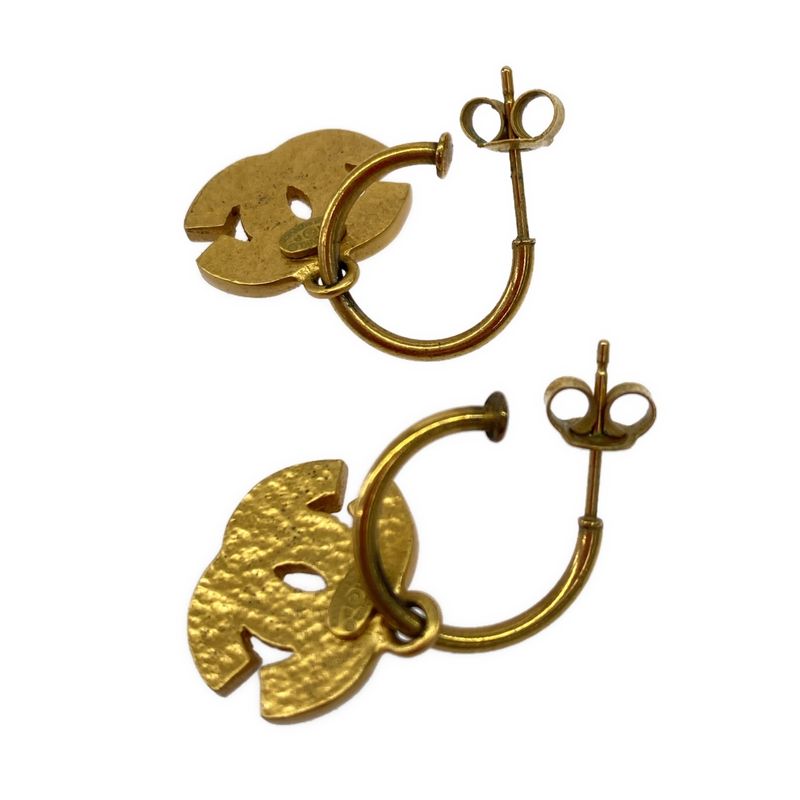 Chanel 2001 Cocomark Hoop Earrings Set Gold