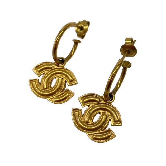 Chanel 2001 Cocomark Hoop Earrings Set Gold