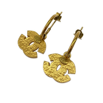 Chanel 2001 Cocomark Hoop Earrings Set Gold